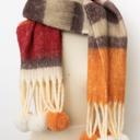 Orange/Brown Cozy Hug Chunky Pom Tassel Scarf