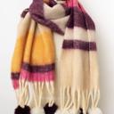 Pink/Purple Cozy Hug Chunky Pom Tassel Scarf