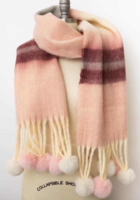 Cozy Hug Chunky Pom Tassel Scarf