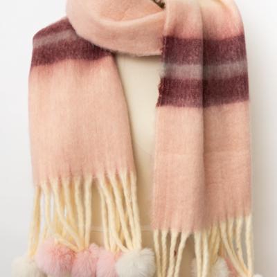 Cozy Hug Chunky Pom Tassel Scarf