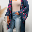 One Size Fits Most Navy Elsa Flower Embroidered Cardigan