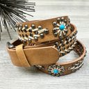 One Size Fits Most Tan Alice Studded Faux Leather Belt