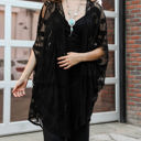 One Size Fits Most Black Emily Embroidered Mesh Kimono