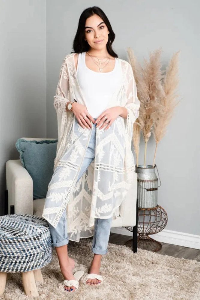 Emily Embroidered Mesh Kimono