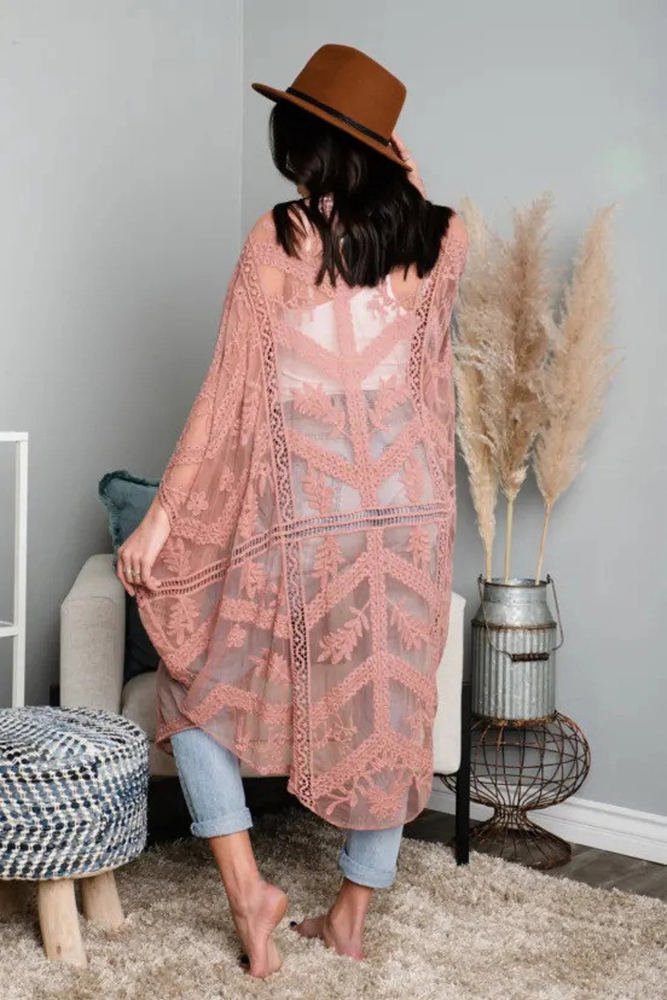 Emily Embroidered Mesh Kimono