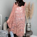 One Size Fits Most Mauve Emily Embroidered Mesh Kimono