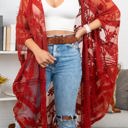 One Size Fits Most Rust Emily Embroidered Mesh Kimono