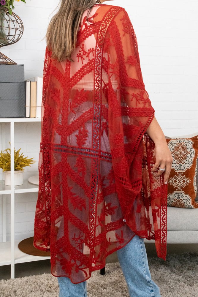 Emily Embroidered Mesh Kimono