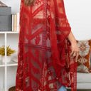 One Size Fits Most Rust Emily Embroidered Mesh Kimono