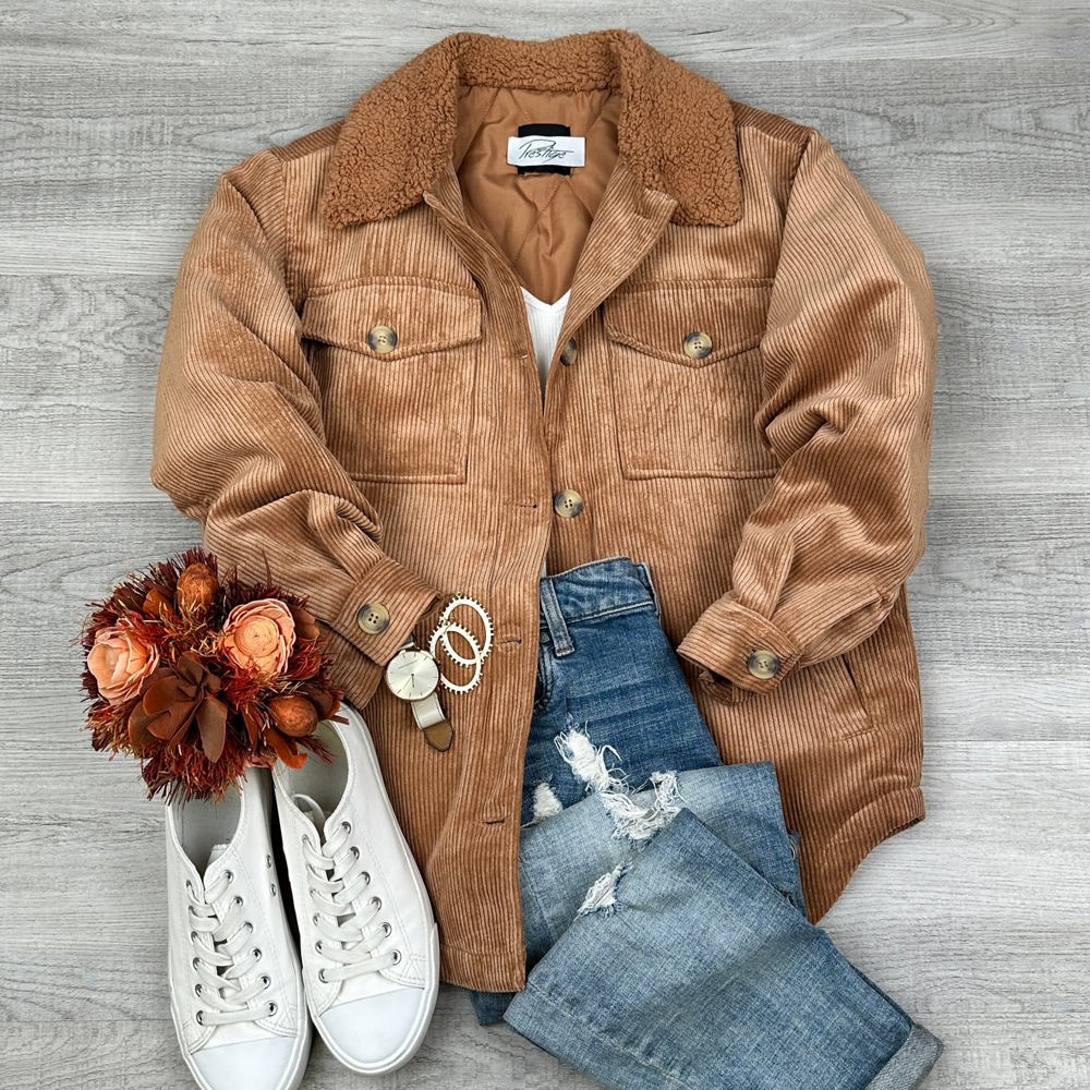 Aria oversized quilted lined corduroy jacket