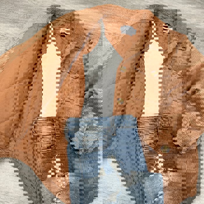 Aria oversized quilted lined corduroy jacket