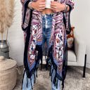 One Size Fits Most Drk Purple Bohemian Tassel kimono