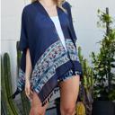 One Size Fits Most Navy Brandie Tassel Kimono