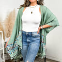 One Size Fits Most Sage Brandie Tassel Kimono