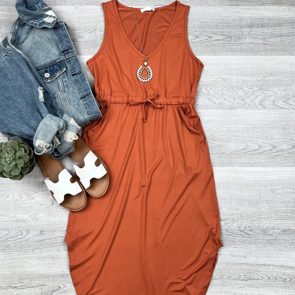 Brooke Side Pockets Sleeveless Dress