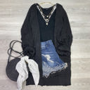 One Size Fits Most Black Crochet Netted Cardigan