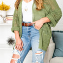 One Size Fits Most Olive Crochet Netted Cardigan