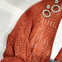 One Size Fits Most Rust Crochet Netted Cardigan