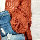 One Size Fits Most Rust Crochet Netted Cardigan