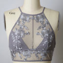 Medium Grey Madeline Embroidered sheer High neck Bralette