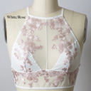 Medium White/ Rose Madeline Embroidered sheer High neck Bralette