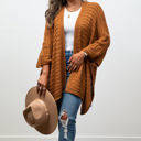 One Size Fits Most Camel Emma Ribbed  Knit Ruana