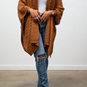 One Size Fits Most Camel Emma Ribbed  Knit Ruana