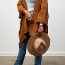 One Size Fits Most Camel Emma Ribbed  Knit Ruana