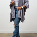 One Size Fits Most Gray Emma Ribbed  Knit Ruana