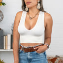 M-L Ivory Everyday Ribbed Crop Top