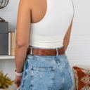 M-L Ivory Everyday Ribbed Crop Top