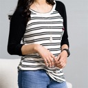 Small White/Black Merry Stripe 3/4 Sleeve