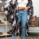 One Size Fits Most Black Floral Butterfly Sleeve Kimono