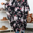 One Size Fits Most Black Floral Butterfly Sleeve Kimono