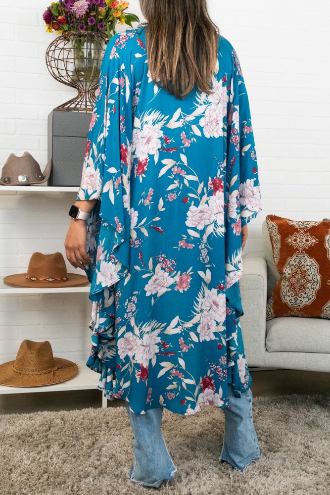 Floral Butterfly Sleeve Kimono