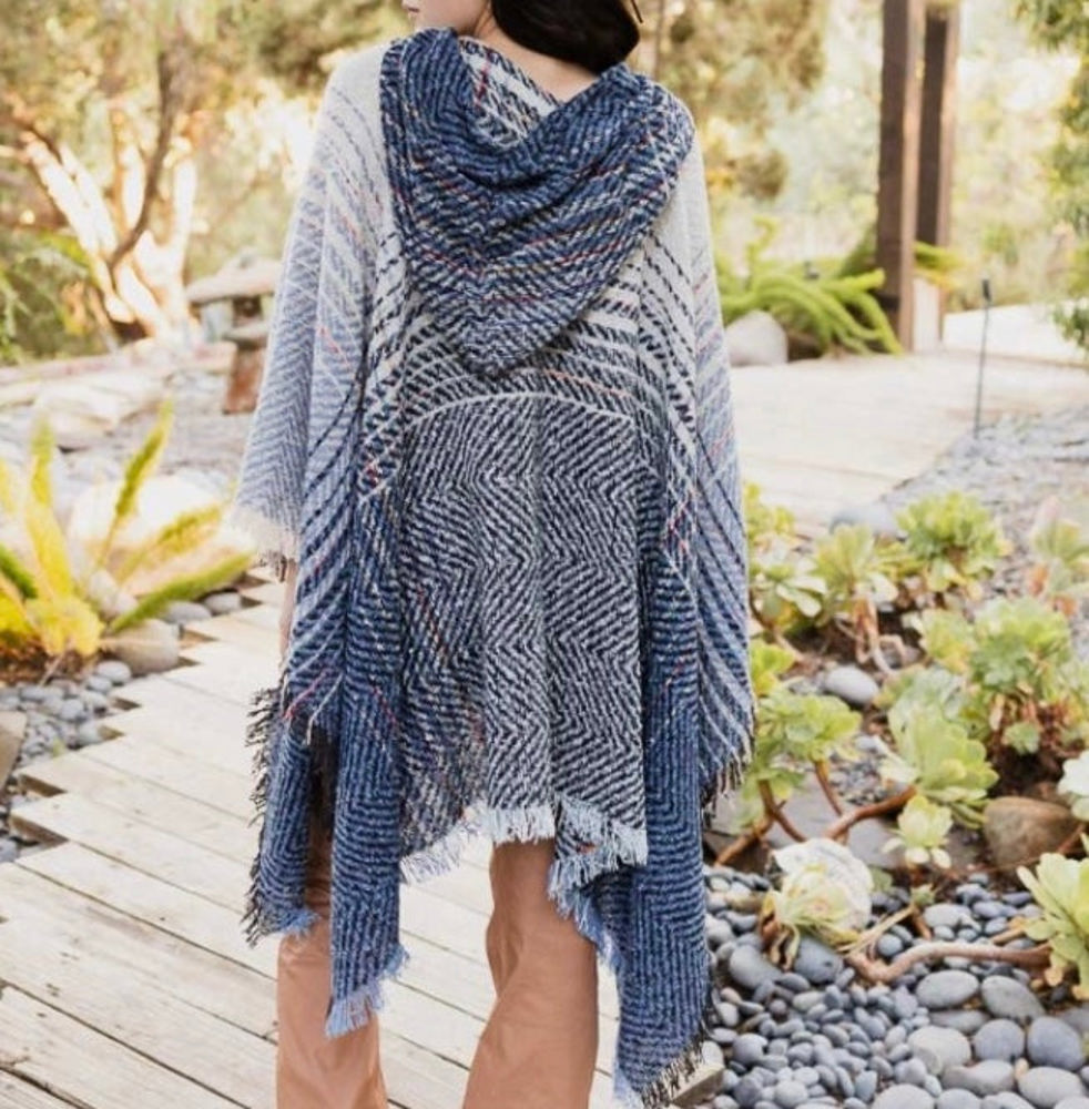 Herringbone Hooded Poncho