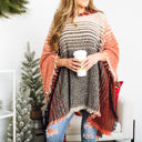 One Size Fits Most Rust Herringbone Hooded Poncho