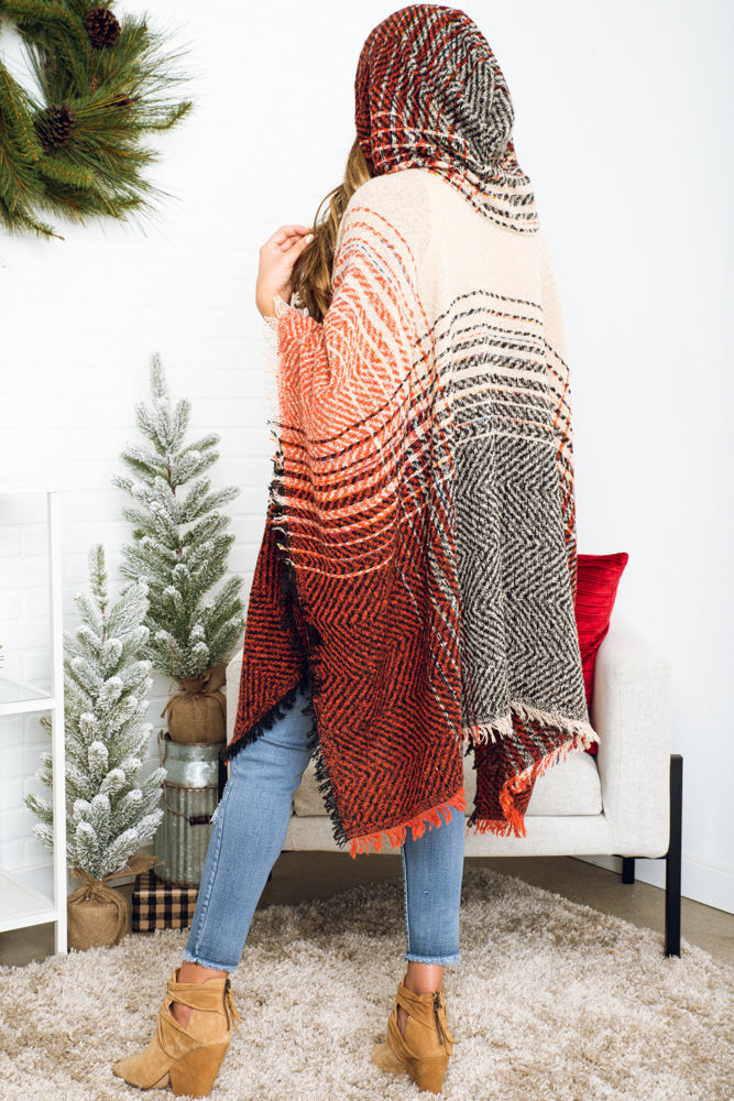 Herringbone Hooded Poncho