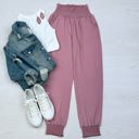 Large Mauve High-Waisted Smocked Lounge Jogger