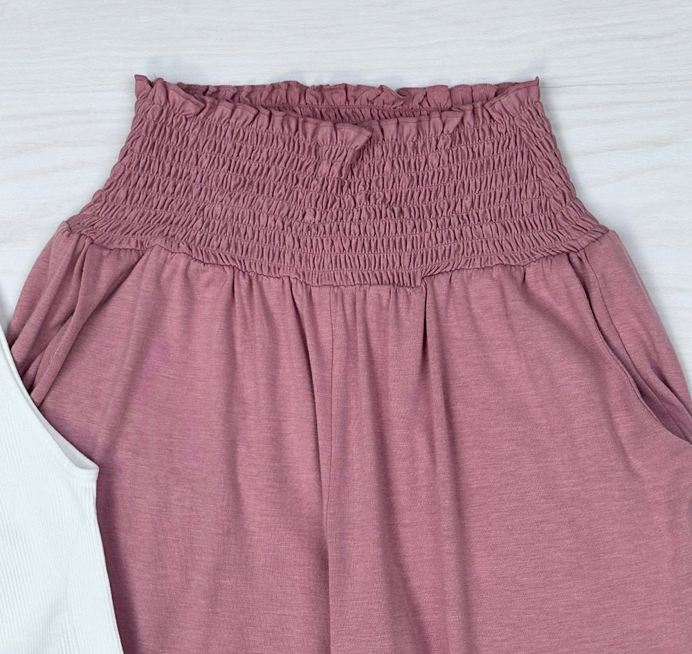 High-Waisted Smocked Lounge Jogger