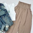 Large Mocha High-Waisted Smocked Lounge Jogger