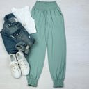 Large Sage High-Waisted Smocked Lounge Jogger