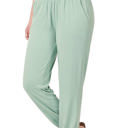 Large Sage High-Waisted Smocked Lounge Jogger