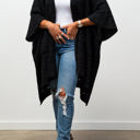 One Size Fits Most Black Jasmine Chunky Ribbed Knit Pocket Cardi