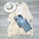 One Size Fits Most Ivory Kayla Cozy Bohemian Ruana