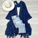 One Size Fits Most Navy Kayla Cozy Bohemian Ruana