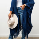 One Size Fits Most Navy Kayla Cozy Bohemian Ruana