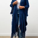 One Size Fits Most Navy Kayla Cozy Bohemian Ruana