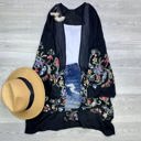 One Size Fits Most Black Long sleeve Embroidered Summer Cardigan