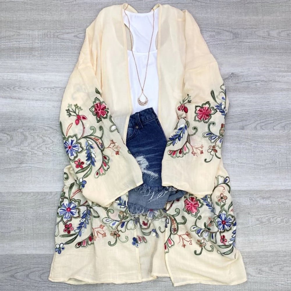 Long sleeve Embroidered Summer Cardigan